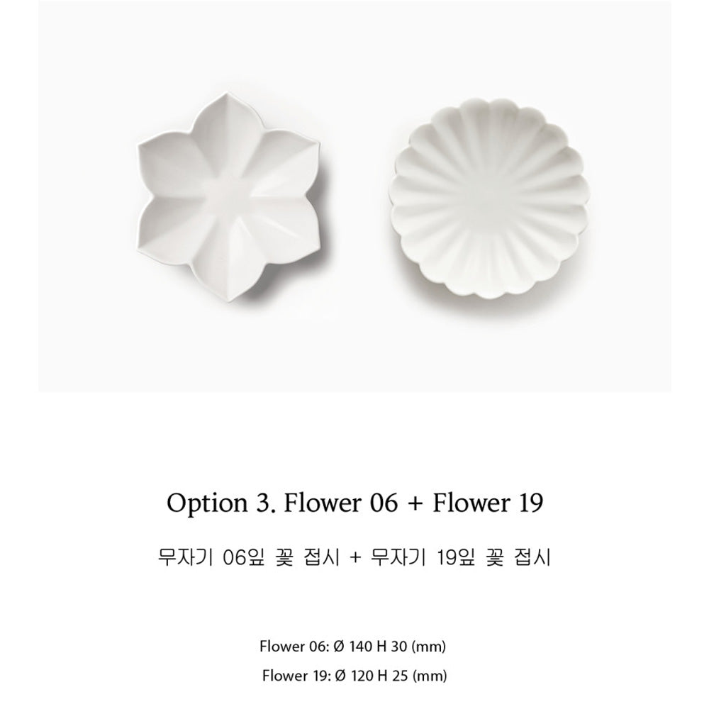 MUJAGI Korean Ceramic Dinnerware Flower Side Dish Plates Set