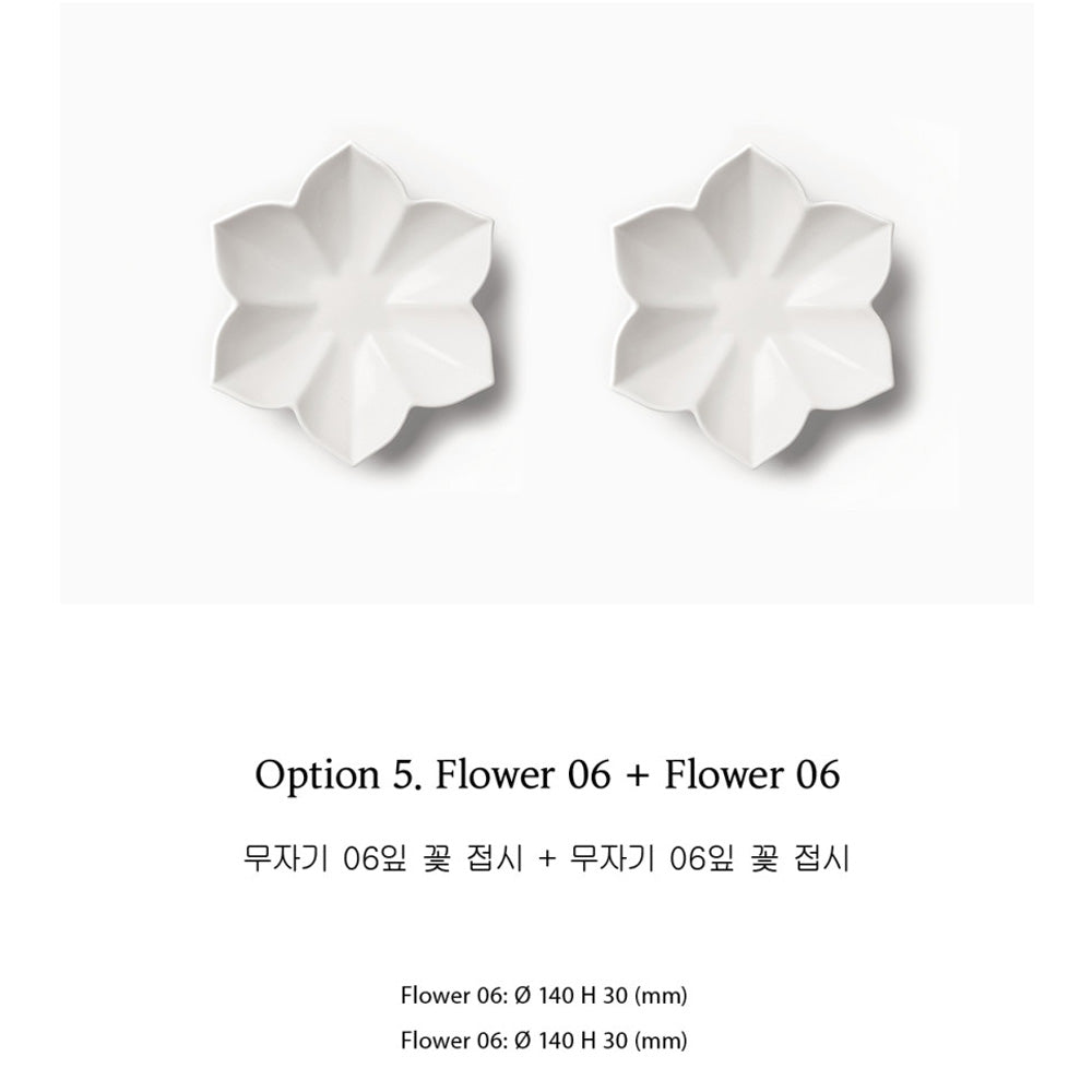 MUJAGI Korean Ceramic Dinnerware Flower Side Dish Plates Set