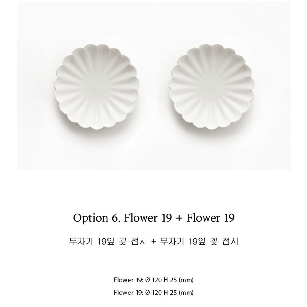 MUJAGI Korean Ceramic Dinnerware Flower Side Dish Plates Set