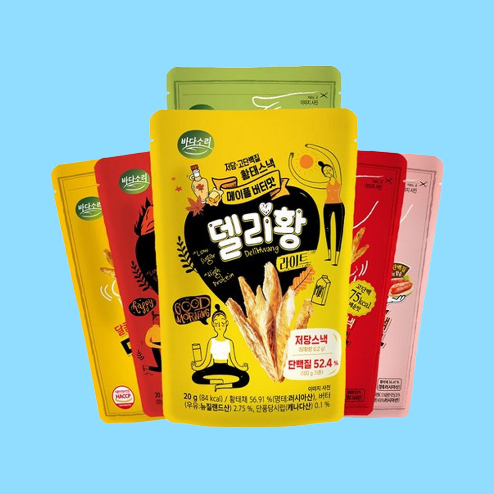 델리황 고단백 스낵 - 한국 황태 어포 육포 버라이어티 팩, 6가지 맛
