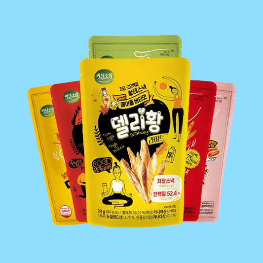DeliHwang High Protein Snack - Korean Dried Pollack Fish Jerky Variety Pack, 6 Flavors
