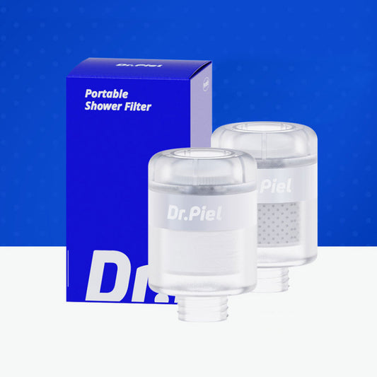 Dr.Piel Portable Shower Filter for Travel - Ultra Small & Light, Rust Removing, Hard water filter showerhead