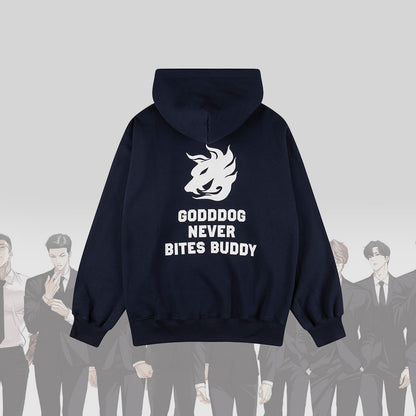 Lookism GODDDOG Logo Fleece Hoodie -Korean Webtoon Pullover Sweatshirt -Unisex Streetwear