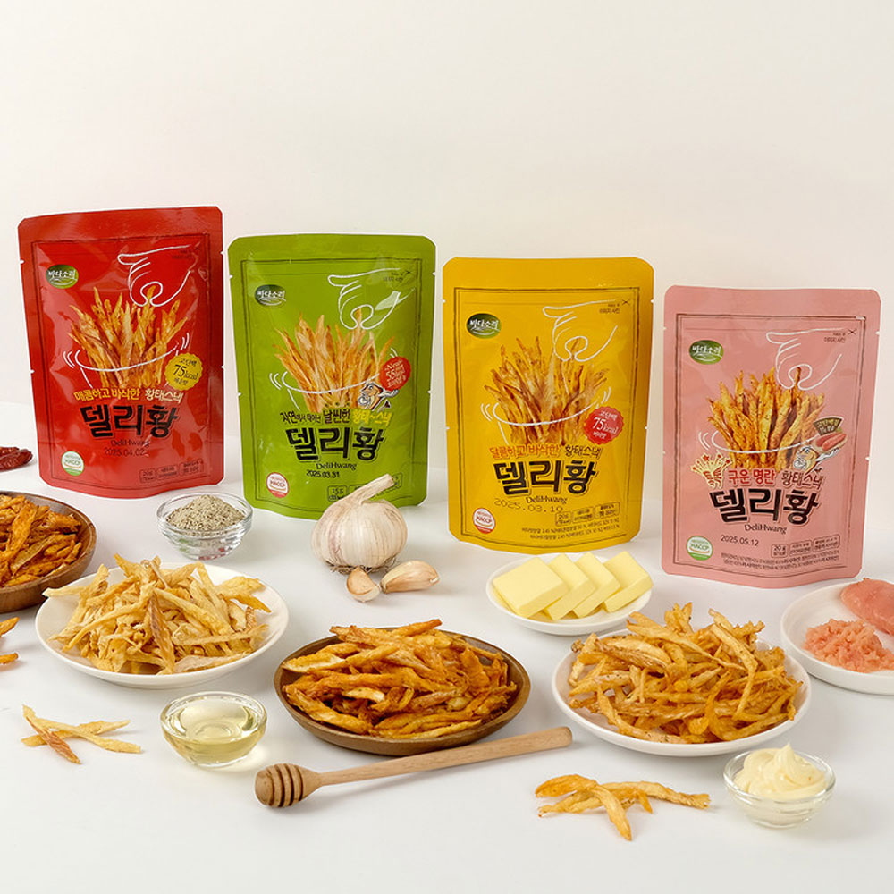 델리황 고단백 스낵 - 한국 황태 어포 육포 버라이어티 팩, 6가지 맛