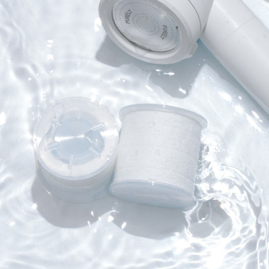Purely Travel Shower Head Refill Filter 3-pack - korean-Made, Removes Limescale, Rust