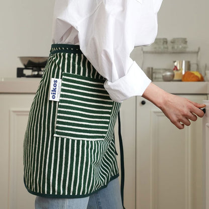 oikos Striped Terry Waist Apron – Short Cooking Apron for Kitchen, Cafe, or Home Use