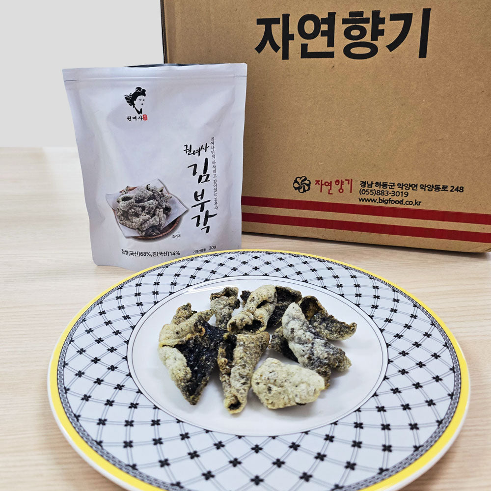 Handmade Korean Seaweed Chips -Crispy Glutinous Rice Snack - gim bugak 30g