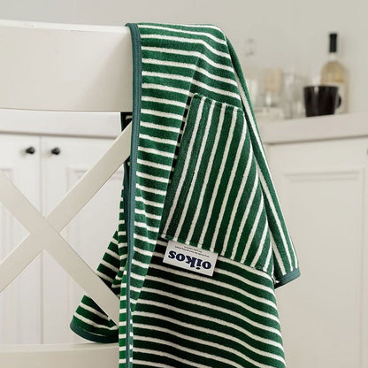 oikos Striped Terry Waist Apron – Short Cooking Apron for Kitchen, Cafe, or Home Use