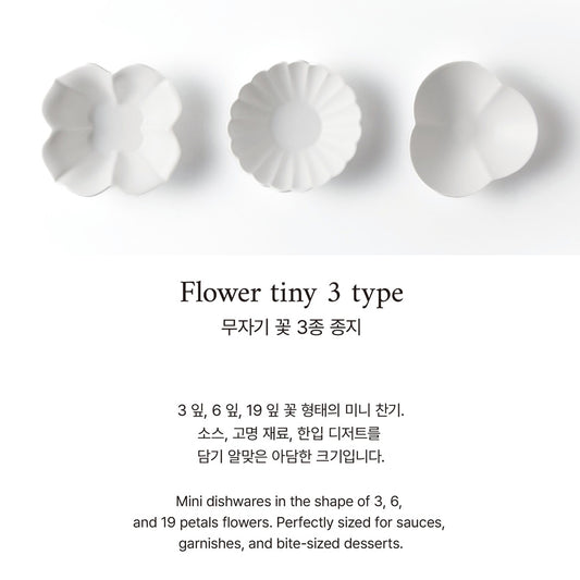 MUJAGI Korean ceramic dinnerware 3-Piece Flower Sauce Dish Set