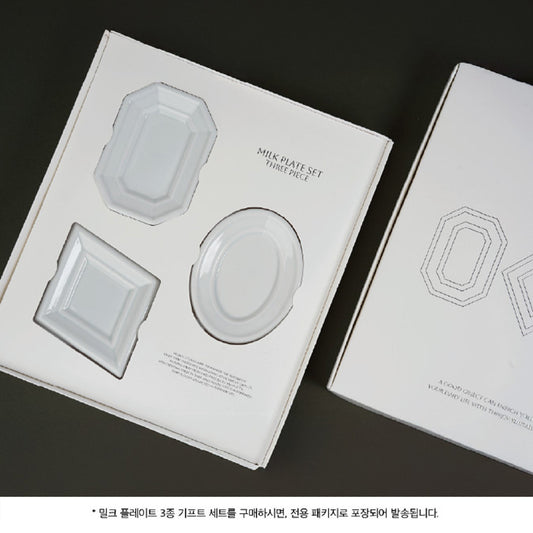 MUJAGI Korean Ceramic Dinnerware Milk Plate 3-Piece Gift Set