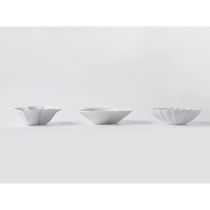 MUJAGI Korean ceramic dinnerware 3-Piece Flower Sauce Dish Set