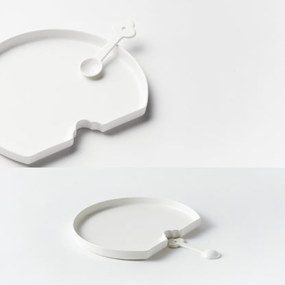 MUJAGI Korean Ceramic Dinnerware Fan-Shaped Spoon