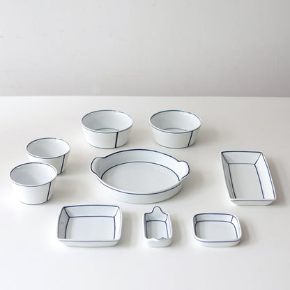 Kim Seok Binn Korean Dinnerware - Blue Line 2-Person Set B (Round Rice & Soup Bowls)