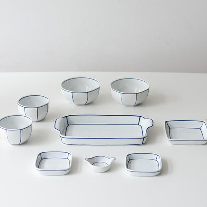 Kim Seok Binn Korean Dinnerware - Blue Line 2-Person Set A (Polygon Rice & Soup Bowls)