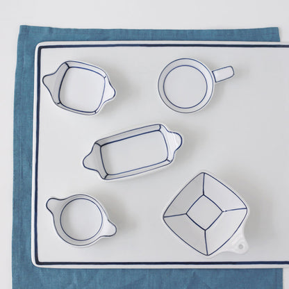 Kim Seok Binn Korean Dinnerware - Blue Line Mini Sauce Dish Pan-Shaped