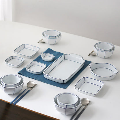 Kim Seok Binn Korean Dinnerware - Blue Line Medium Square Side Dish