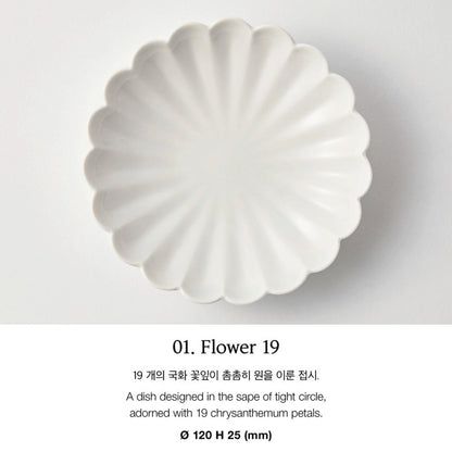 MUJAGI Korean ceramic dinnerware Flower 3-Piece Side Dish Plate Gift Set