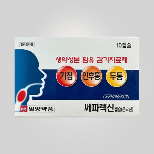 Cepharekcin Cap.(Eungyosan)-sore throat, dry cough, and headache relief - 10 Capsules