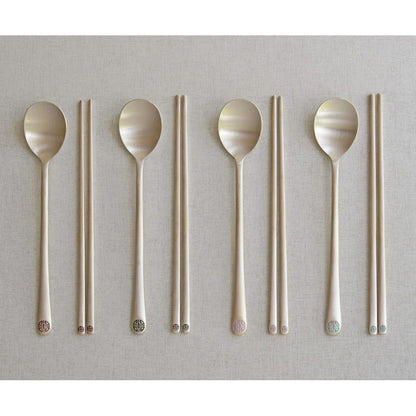 NOTDAM Bangjja Yugi Korean Flatware Set for 2 – Yeonriji Spoon & Chopstick Couple Set