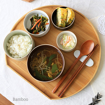 Wooden Serving Tray Shaped Non-Slip Tea Coffee Snack Plate Food Meals Serving Tray - Bamboo