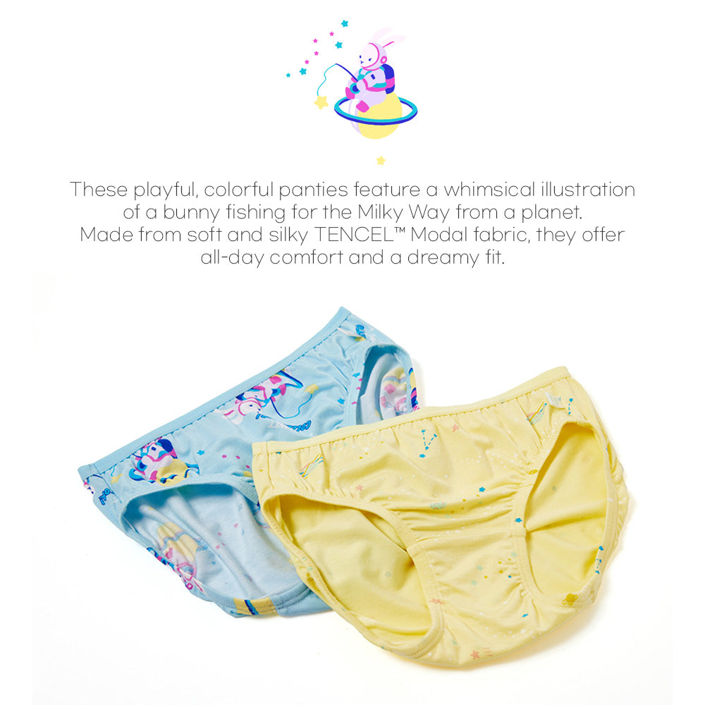 Moonya Moonya Girls Underwear – Tencel Modal Soft Panties with Space Bunny Design (IS06)