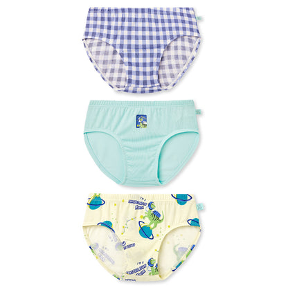 Moonya Moonya Boys Underwear – Tencel Modal Space Dinosaur Check Print Briefs (IS29)