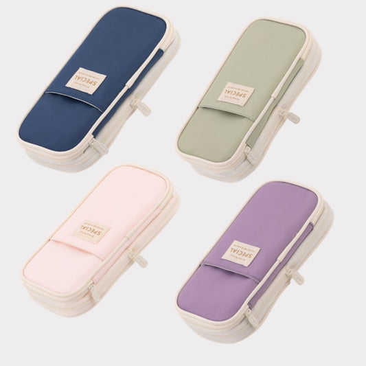 Korean Pencil Case, Expandable Large Capacity Canvas Pen Pouch for School Supplies