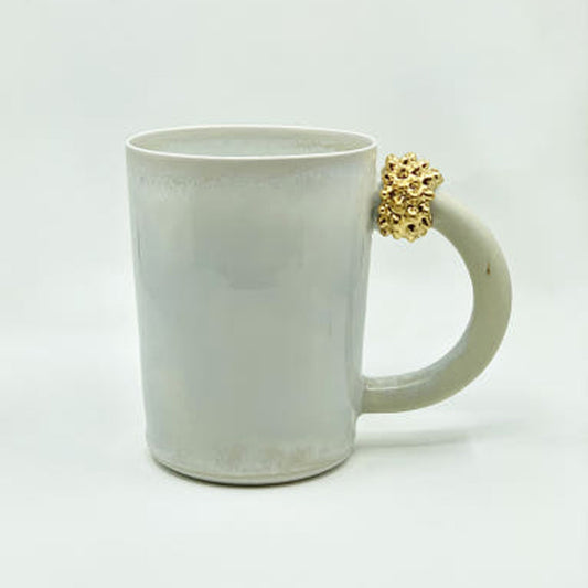 Handmade Ceramic Korean Mug – Thorn Design with Round Handle by Eunyoung Kwon - Cho Eun Sook Gallery