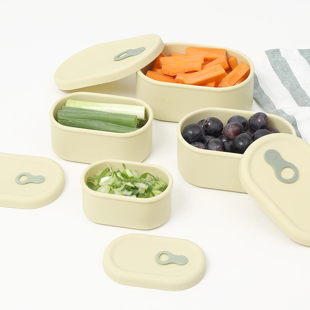 Microwave Safe Food Container, Korean Silicone Freezer Storage Box with Steam Vent Lid