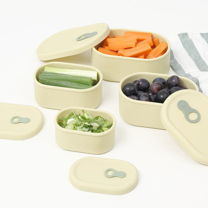Microwave Safe Food Container, Korean Silicone Freezer Storage Box with Steam Vent Lid