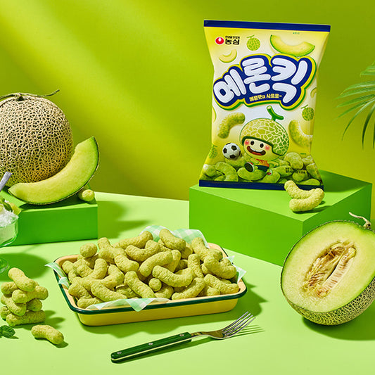 Korean Puff Snack -Melon Kick -Sweet Melon Flavored Crunchy Snack -60g