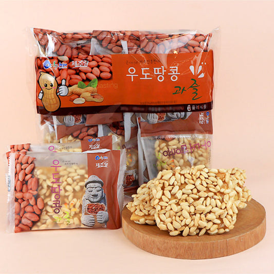 Korean Traditional Snack Gwajeul - Jeju Udo Peanut Honey Crispy Pastry (8 Pack)