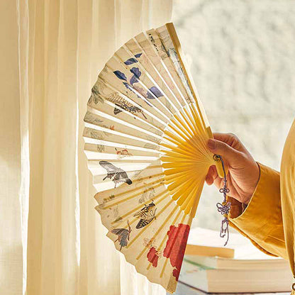 Korean Traditional Folding Handheld Fan-Hwajeopdo Flowers and Butterflies -The national museum of Korea Souvenir