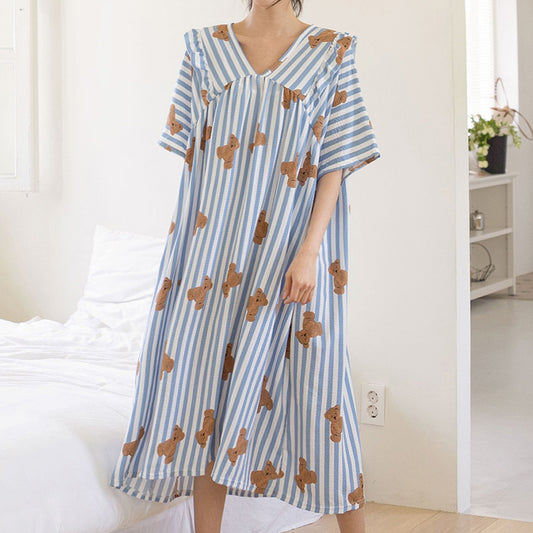 Ruffle Shoulder Summer Pajama Dress – Lightweight Cool Loungewear for Women