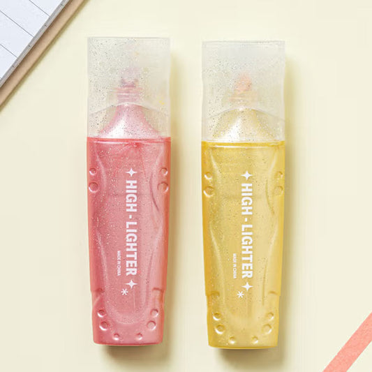 2-Pack Glitter Highlighter Pens - Decorative Neon Markers for DIY Projects