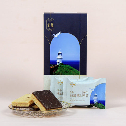 Korean Snack Jeju Peanut Sandwich Wafers - Udo Korean Biscuit