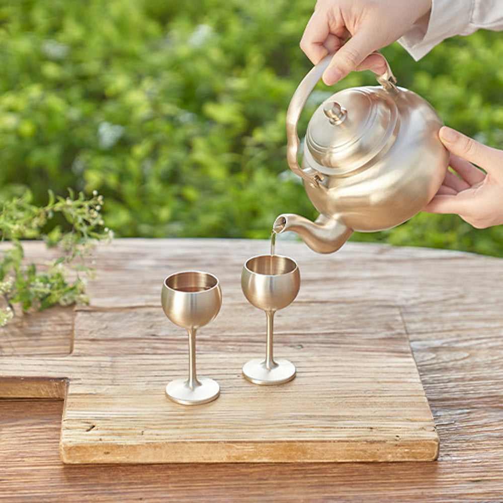 Authentic Korean Bangjja Yugi Whiskey Goblet Set (2P) - Handcrafted Brassware