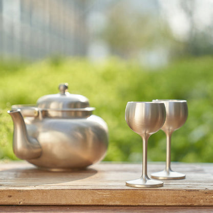 Authentic Korean Bangjja Yugi Whiskey Goblet Set (2P) - Handcrafted Brassware