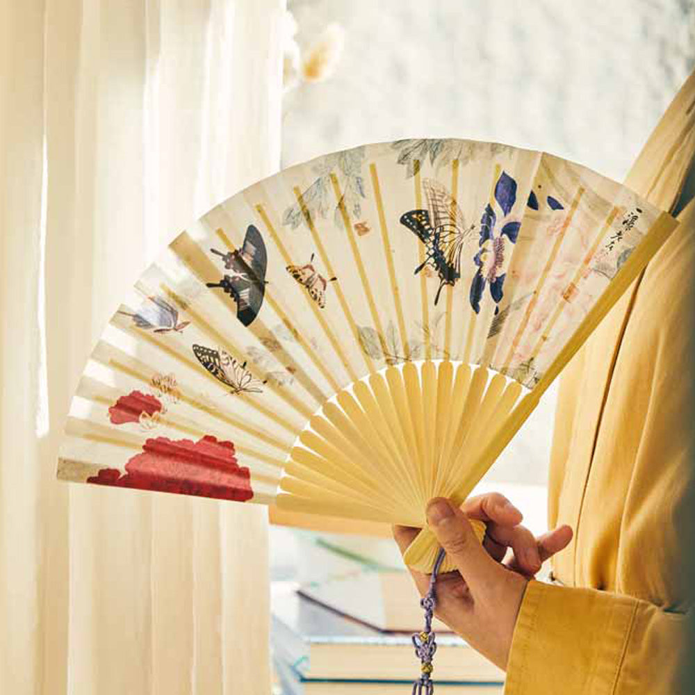 Korean Traditional Folding Handheld Fan-Hwajeopdo Flowers and Butterflies -The national museum of Korea Souvenir