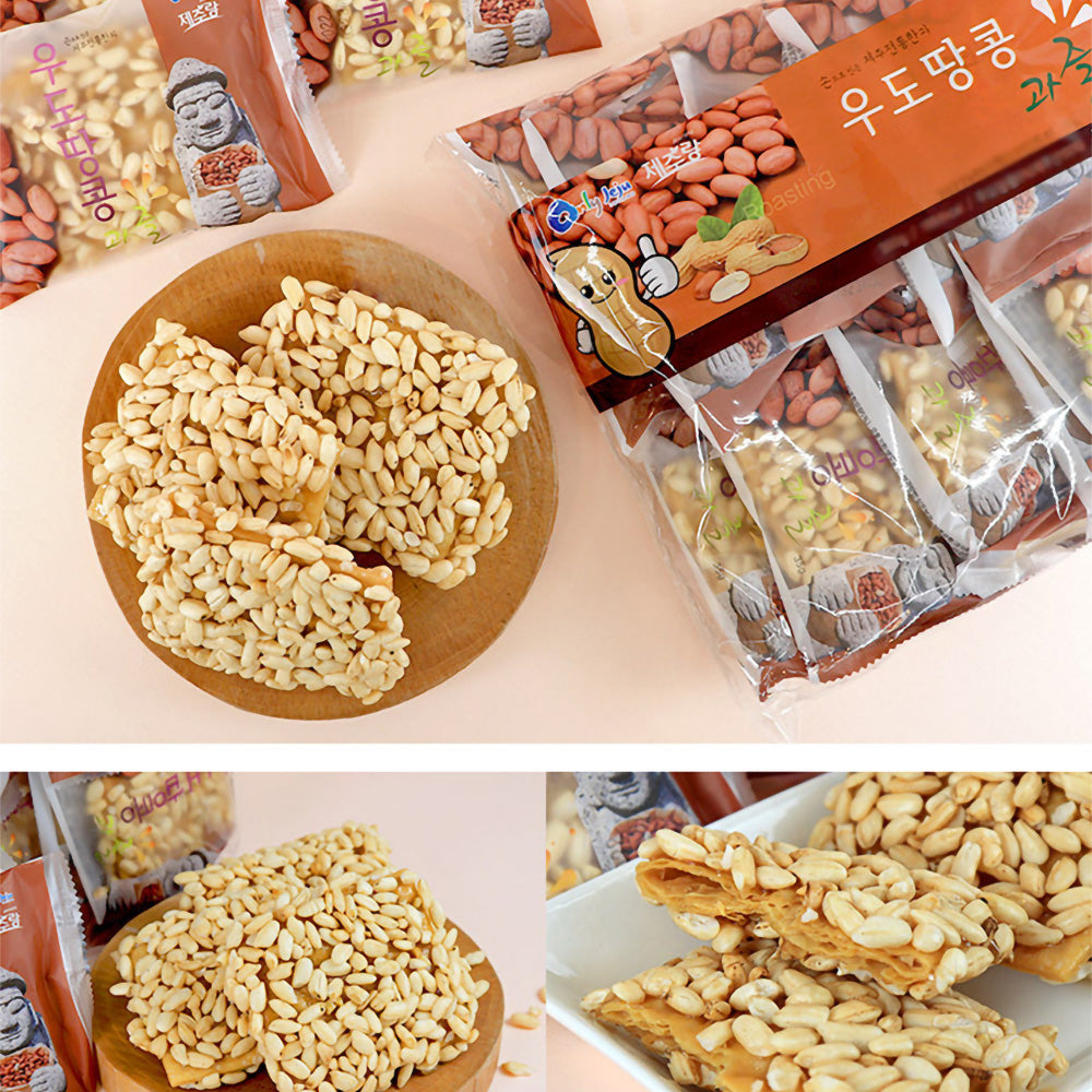 Korean Traditional Snack Gwajeul - Jeju Udo Peanut Honey Crispy Pastry (8 Pack)