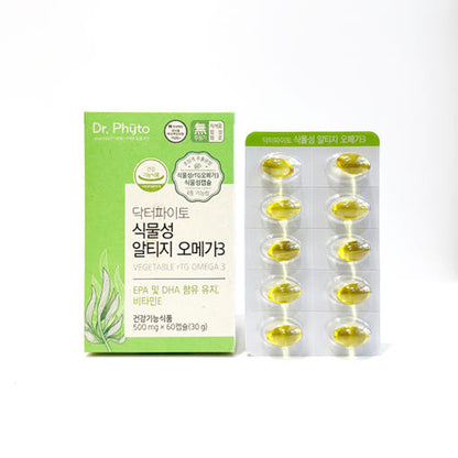 Dr. Phyto 식물성 rTG 오메가-3 500mg – 비건 오메가-3 소프트젤, 60캡슐