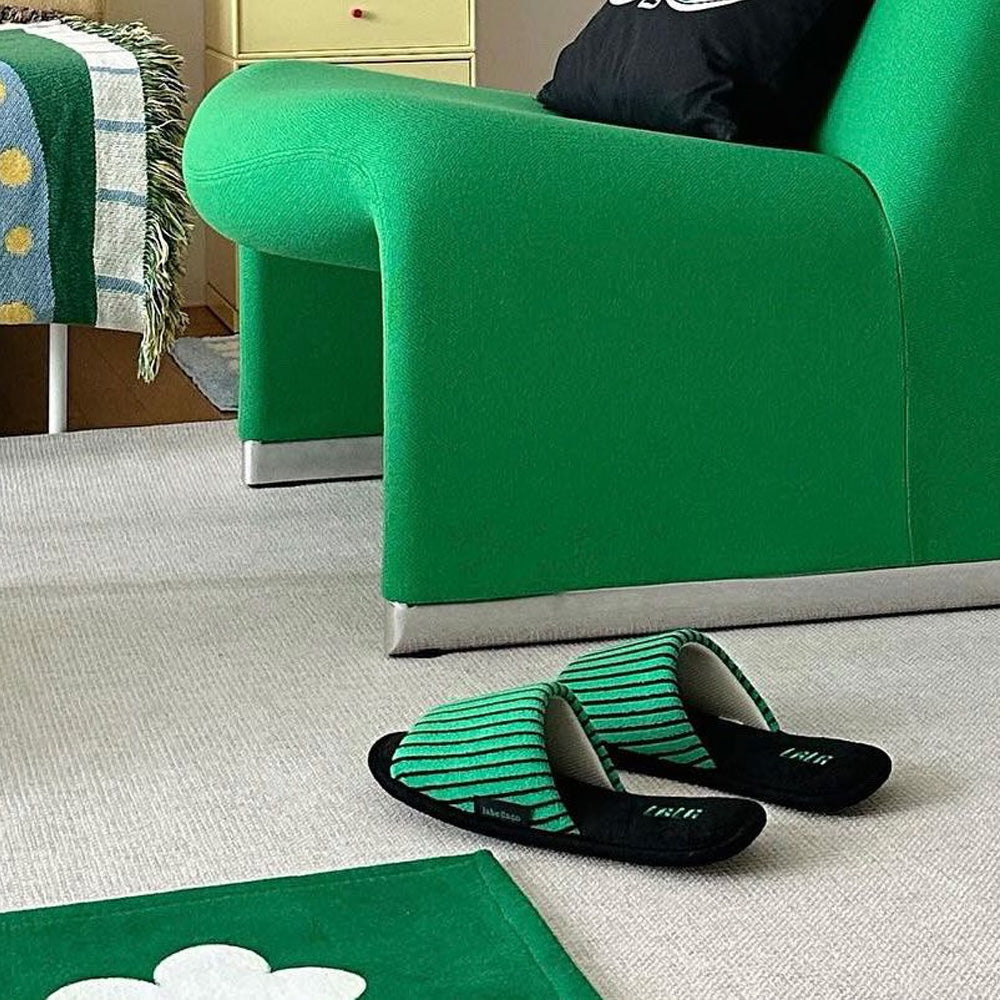 Korean Terry Stripe Non Slip Indoor Slippers, Cozy House Shoes for Men and Women