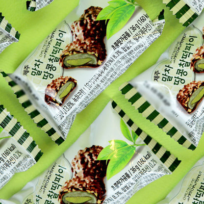Jeju Peanut Matcha Chocolate Mochi Pie - Korean Rice Cake Snack