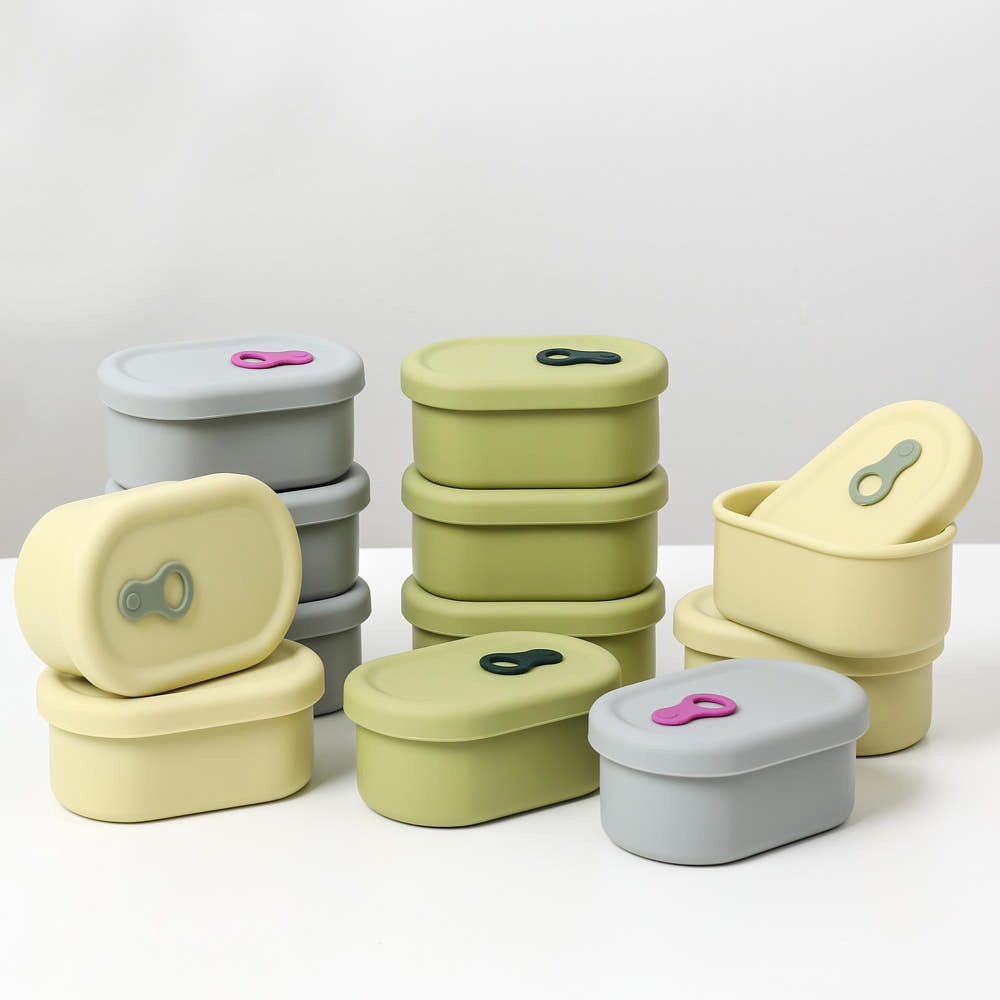 Microwave Safe Food Container, Korean Silicone Freezer Storage Box with Steam Vent Lid