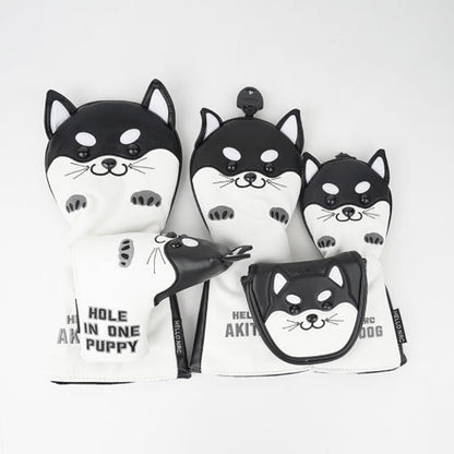 Akita Golf Club Headcover – Driver, Wood, Hybrid, Putter & Iron Covers with Dog Design