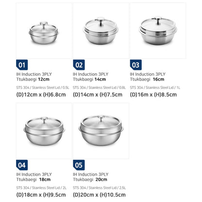 3-Ply Stainless Steel Induction Cookware – Korean Ddukbaegi