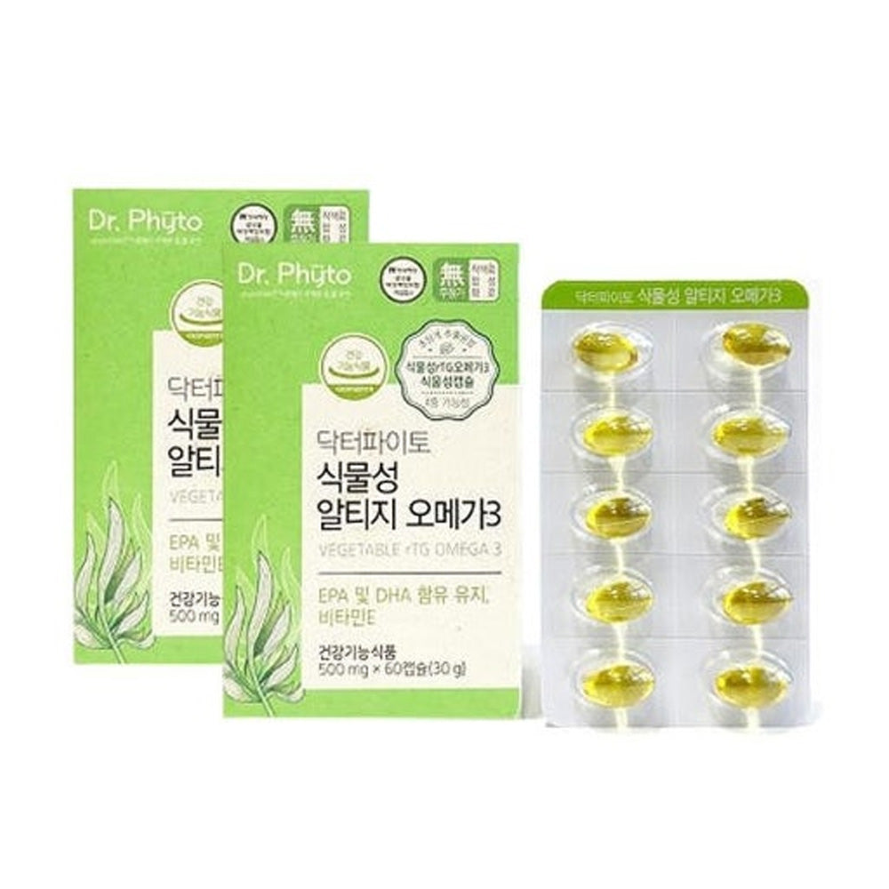 Dr. Phyto 식물성 rTG 오메가-3 500mg – 비건 오메가-3 소프트젤, 60캡슐