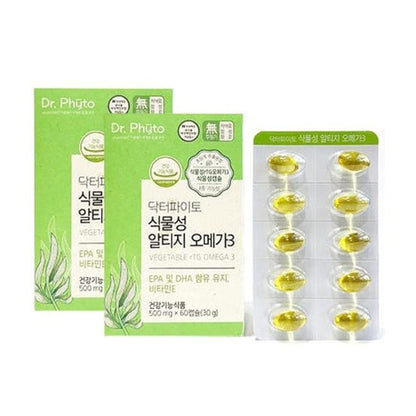 Dr. Phyto 식물성 rTG 오메가-3 500mg – 비건 오메가-3 소프트젤, 60캡슐