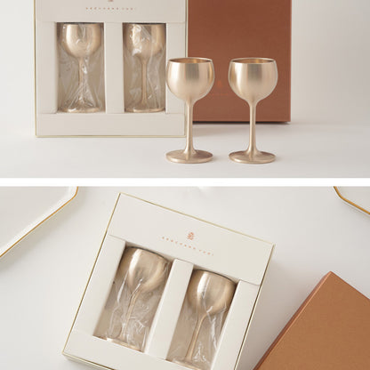 Authentic Korean Bangjja Yugi Whiskey Goblet Set (2P) - Handcrafted Brassware