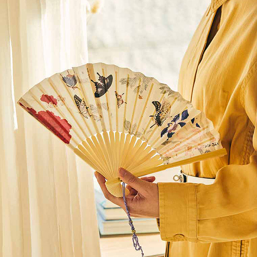 Korean Traditional Folding Handheld Fan-Hwajeopdo Flowers and Butterflies -The national museum of Korea Souvenir